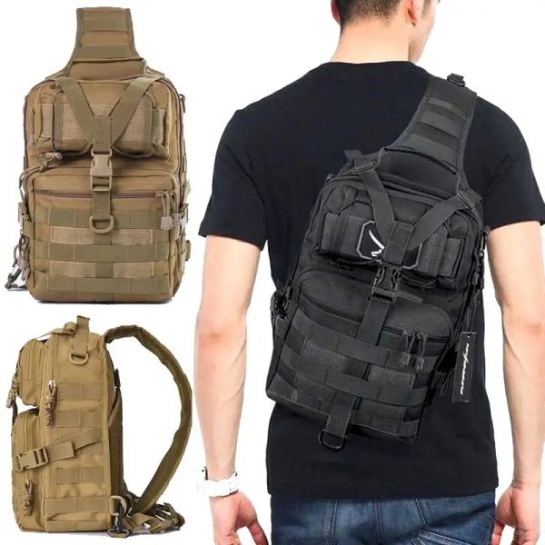 Borse Borsa a tracolla tattica Nylon Esercito militare da uomo EDC Zaino Borse pettorali Caccia all'aperto Campeggio Pesca Escursionismo Borsa a tracolla Molle