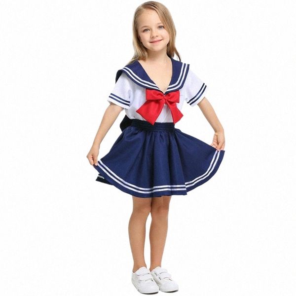 Sailor School Uniform Japonês Fi School Girl Saia Baby Girl Boy Cheerleader Fancy Clothing Team Wear Coreano Kids Costume 74Qc #