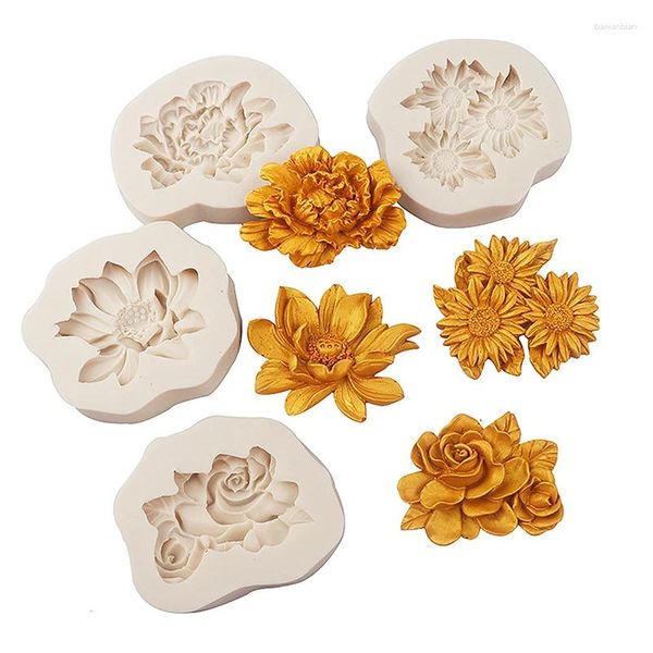 Backformen 1 Stück Pfingstrose Sonnenblume Lotus Silikonformen Chinesische Rose Blumenform DIY Schokolade Süßigkeiten Kuchen Fondant Form Dessert Dekoration