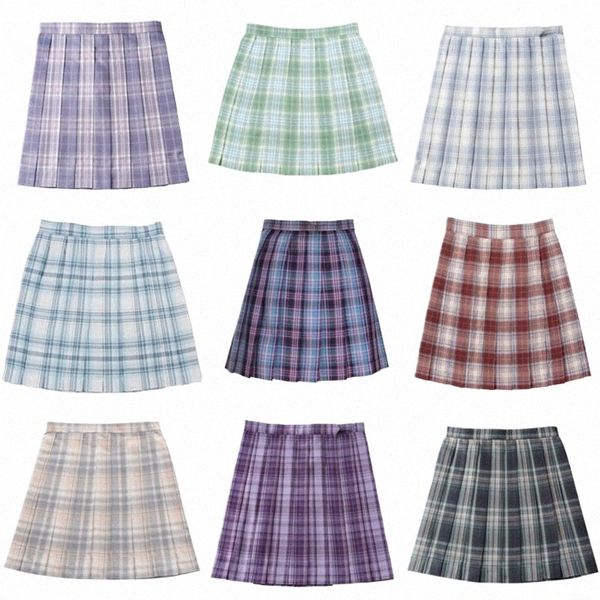 Mädchen Sommer Hohe Taille Falten Plaid Rock Japanische Schule JK Uniform Dres Student Cosplay Anime Nette Sexy Mini A-linie Rock 04Jm #