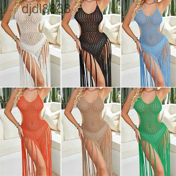 Sexy Handhaken, einteiliges Strandkleid mit Quaste, offener Rücken, Bikini-Vertuschung, Sonnenschutzkleidung