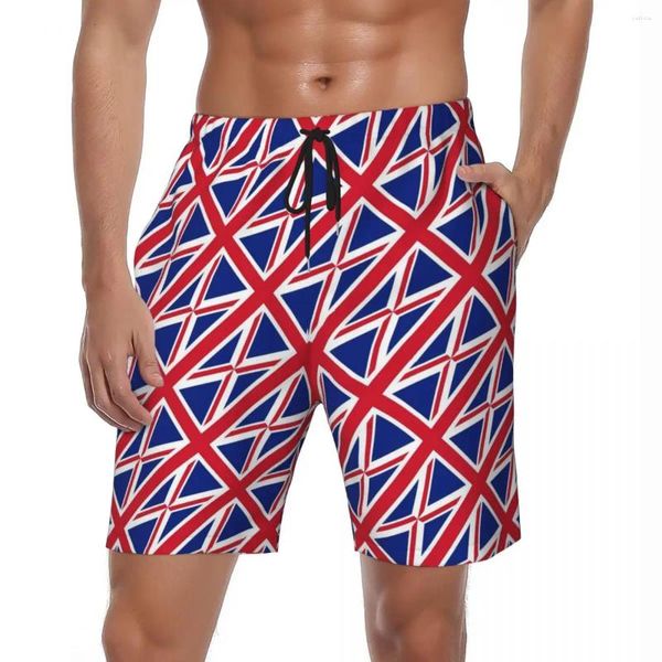 Pantaloncini da uomo da uomo Board Flag britannica Costume da bagno vintage Bandiere astratte Asciugatura rapida Surf Pantaloni corti da spiaggia di grandi dimensioni