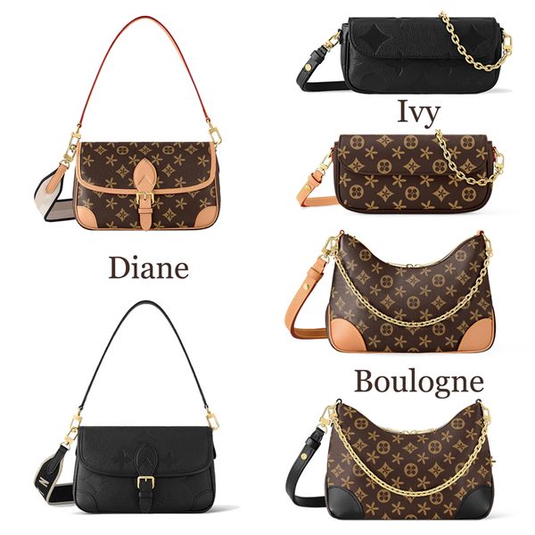 Döngü boulogne kahverengi çiçek deri tote çanta lüks omuz cüzdan zincir sarmaşık ayna kalite tasarımcı çanta kadın erkek debriyaj crossbody yarım ay makyaj el çantası