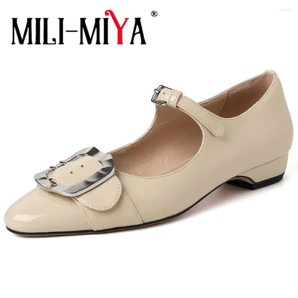 Scarpe casual MILI-MIYA Moda punta a punta Donna Décolleté in vera pelle Tacchi bassi e spessi Cinturino con fibbia Stile tinta unita per le signore