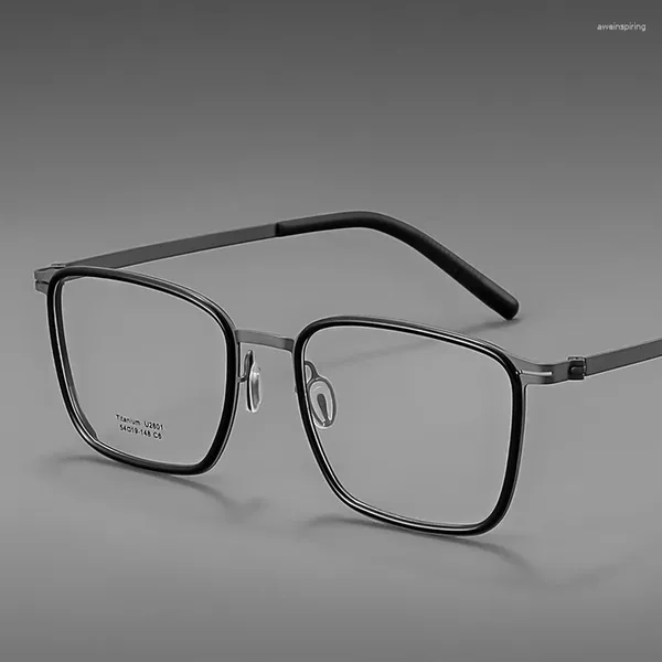 Óculos de sol quadros ultra leve puro titânio óculos quadrado moda vintage óculos miopia hipermetropia astigmatismo prescrição