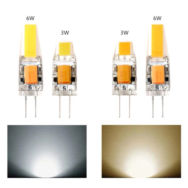 1-8pcs G4 LED COB LAMM LAMMEL 3W 6W COB LED BULLB AC/DC 12V 24 V LAMPADA LED COB Spotlight Kronleuchter Licht Ersetzen Halogen