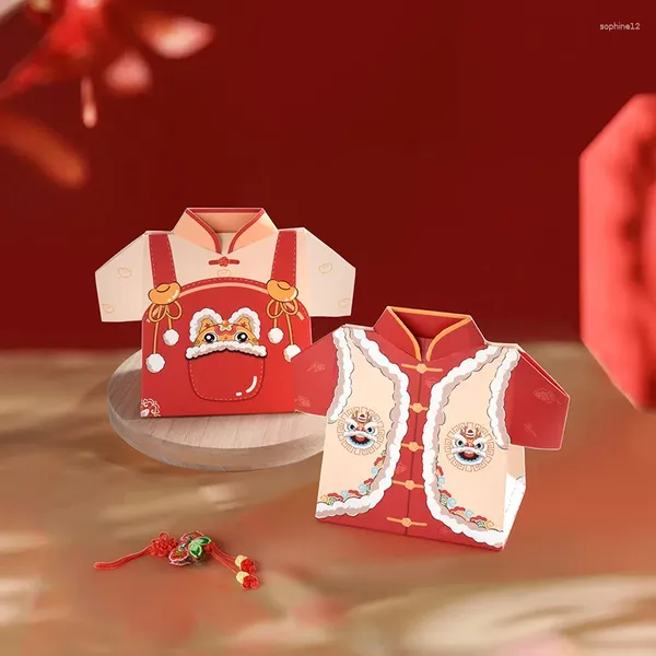 Embrulho de presente 50pcs criativo Caixas de doces de estilo chinês Red Chinês Convidados Mariage Paper Coscão Caixa de embalagem Boite Gateau