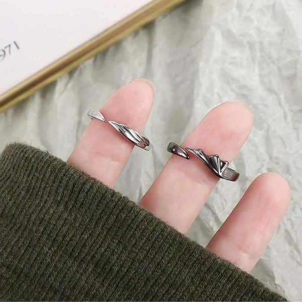 Cluster Ringe Koreanische Engel Und Teufel Paar Ring Flügel Feder Öffnung Für Frauen Männer Liebhaber Finger Party Geschenk Mode Schmuck