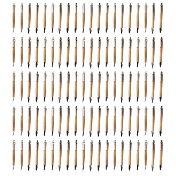 100 pezzi lotto penna a sfera in bambù stilo penna a contatto materiale scolastico per ufficio penne forniture per scrittura regali 240319