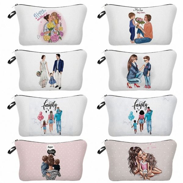 Cool Mom with Baby Princ Cosmetic Case Women Fi Make Up Bag Lady Cosmetic Bags Girl Beauty Сумка для туалетных принадлежностей Держатель для губной помады s8t9 #