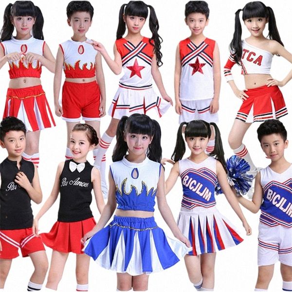 10style Student Cheerleader Uniform School Girl Dance Costumes Sports Competiti Kids Stage Performance Clothing 110-160CM Y7hP #