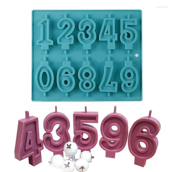 Vasi 3D Numero arabo Candela di compleanno Stampo in silicone Fai da te Fare torta fondente Stampo per caramelle al cioccolato Artigianato Strumento di decorazione per feste