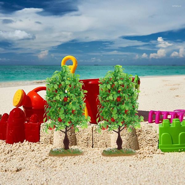 Fiori decorativi 2 pezzi giocattoli modello di albero di simulazione ornamento di frutta mini layout tavolo di sabbia decorazione di piante finte