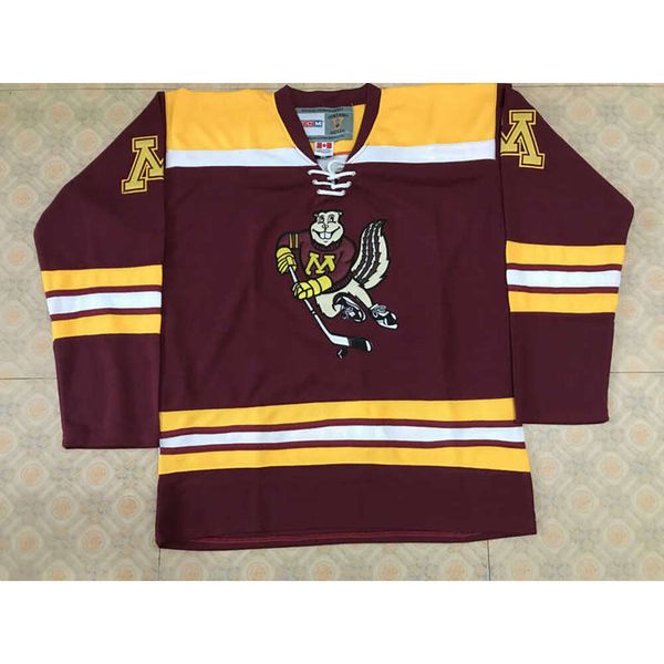 24s Colosseum Minnesota Golden Gophers Maroon Hockey Jersey Bordado Costurado Personalize qualquer número e nome Jerseys