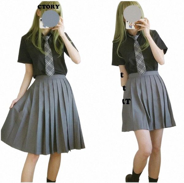 classe di abbigliamento da marinaio giapponese uniforme scolastica studentessa camicia uniforme giapponese JK lg gonna cappotto tre / set grigio set t38n #