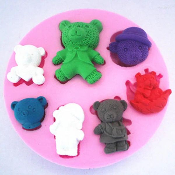 Формы для выпечки, силиконовые формы для торта с двойным сахаром, мыло, 3 D, кружевной медведь