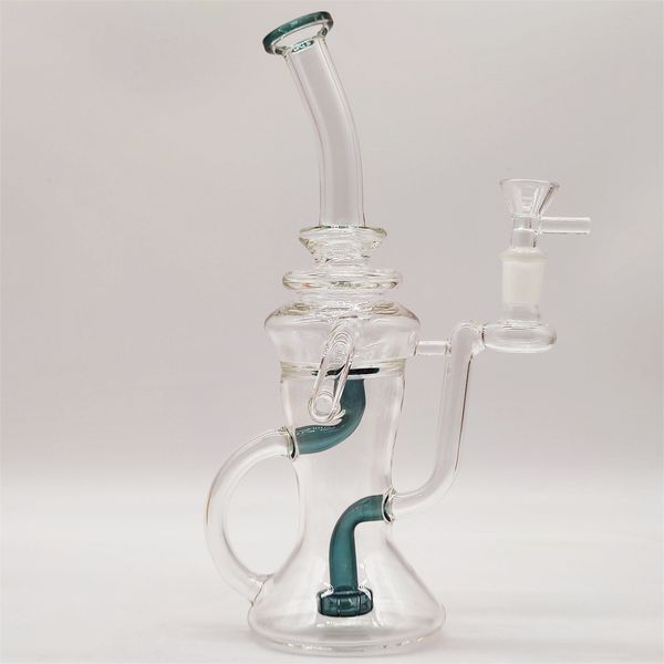 11 Zoll großes großem Maßstab Slim Clear Multi Color Fab Ei Multi -Farbe Shisha Glass Bong Dabber Rig Recycler Rohre Wasser Bongs Rauchpfeife 14mm weibliches Gelenk US -Lager Lagerhaus