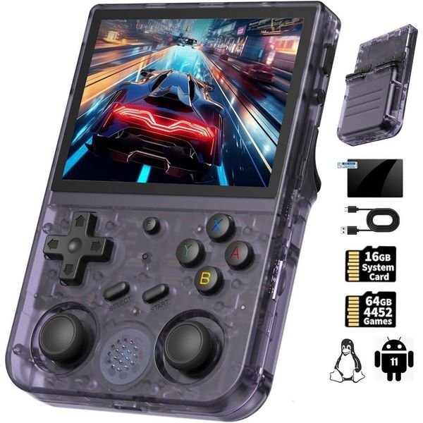 „RG353V Retro-Handheld-Spielekonsole mit 3,5-Zoll-Bildschirm, Android 11- und Linux-System, 64 GB SD-Karte, 420 klassische Spiele, Bluetooth 4.2 und 5G-Kompatibilität“