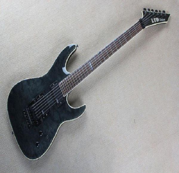 Top Quality EMG Pickup LTD Deluxe MH1000 Carbon Black Guitarra Elétrica com emg pickup Floyd Rose Tremolo em estoque 329657142