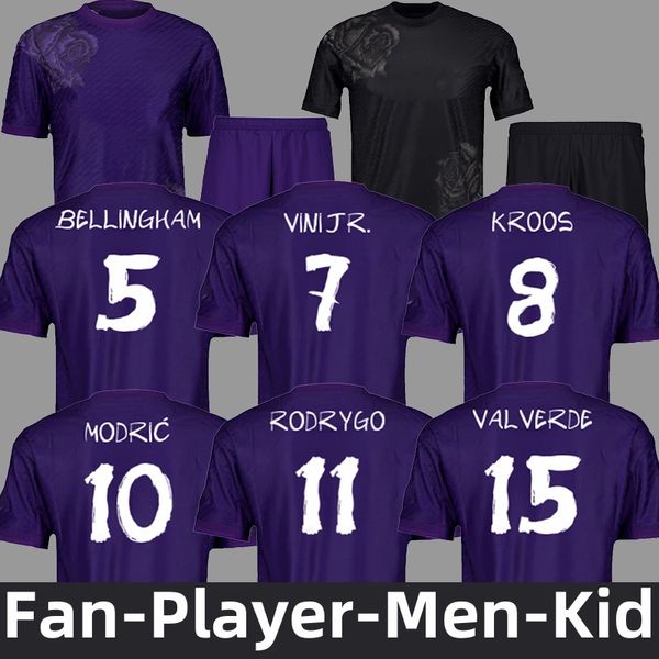 23/24 BELLINGHAM Fan Player versão masculina kits de futebol infantil VINI JR reais madridS Y3 camisas de futebol RODRYGO MODRIC KROOS CAMAVINGA BRAHIM VALVERDE camisa de futebol