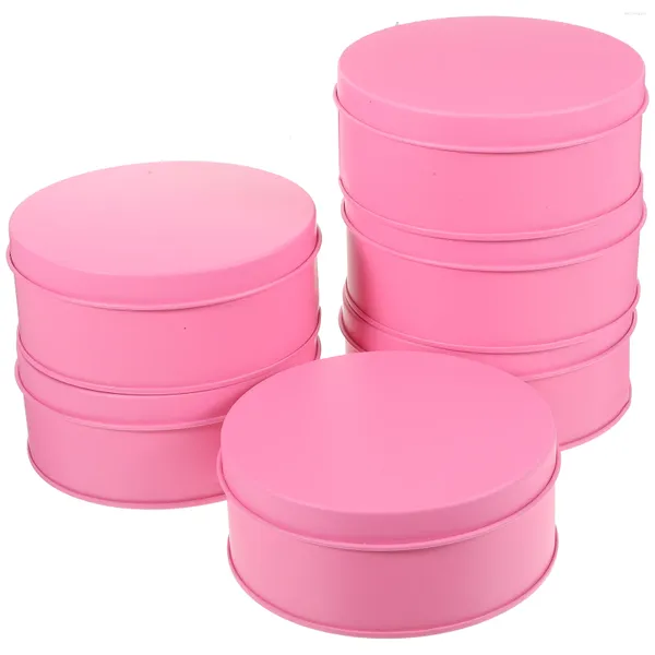 Bottiglie di stoccaggio 6 pezzi Grande scatola di imballaggio regalo per caramelle in banda stagnata Scatola di metallo 6 pezzi (rosa) Scatole per camicie per regali Contenitore per biscotti in vaso