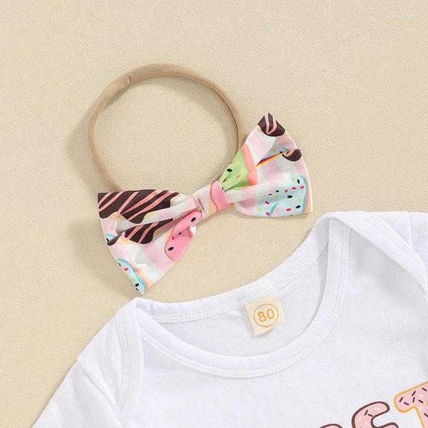 Giyim Setleri Toddler Bebek Kız Doğum Günü Kıyamet Tatlı Donut Kısa Uzun Kollu Romper T-Shirt etek Şortları Parlama Pantolon Giysileri Set