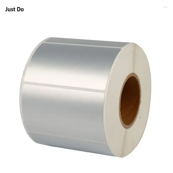 Confezione regalo Etichette adesive in plastica PET argento Etichetta con codice a barre elettronica per stampante a trasferimento di calore