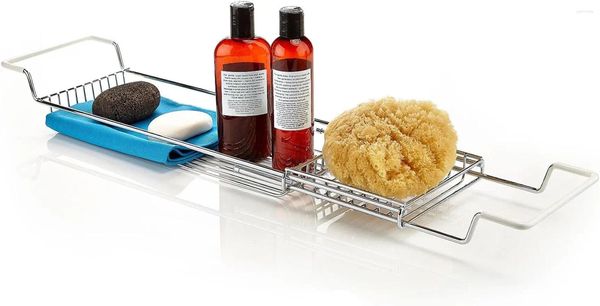 Vassoio da bagno espandibile per doccia e vasca da bagno Home Intuition da cucina, sopra il contenitore da bagno con vasca Clawfoot