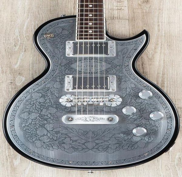 Super Raro A C ZE Casimere MFP22 Metal Front Black Guitarra Elétrica Flor Top3687716