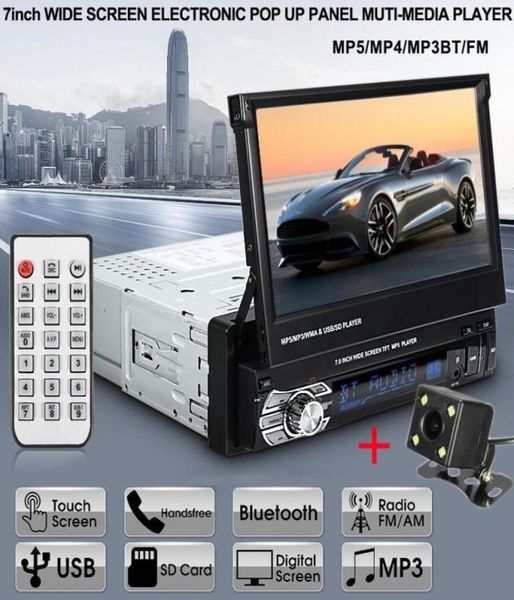 Araba O Radyo MP5 Oynatıcı 9601G 1DIN AUTORADIO 7QUOT HD Geri çekilebilir dokunmatik ekran Stereo SD FM USB Arka Görünüm Kameralı 6652601