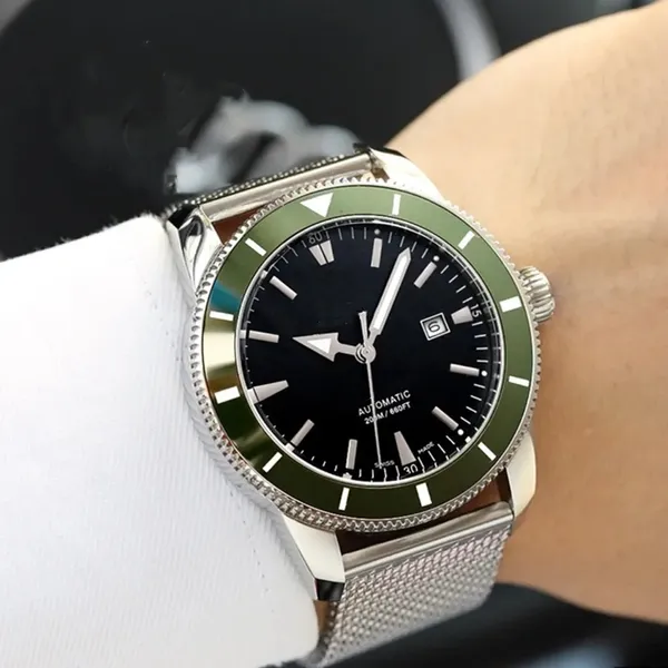 U1 Top AAA Bretiling Super-Ocean Heritage lunetta girevole in acciaio inossidabile orologio da uomo automatico cinturino in caucciù meccanico orologi da polso in vetro zaffiro luminoso