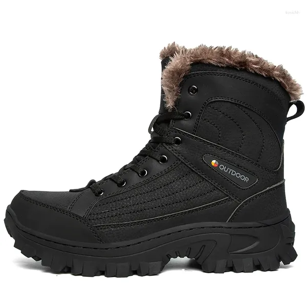 Sapatos de fitness BETOOSEN Botas masculinas de inverno à prova d'água para caminhada na neve, mochila média com forro de pele quente