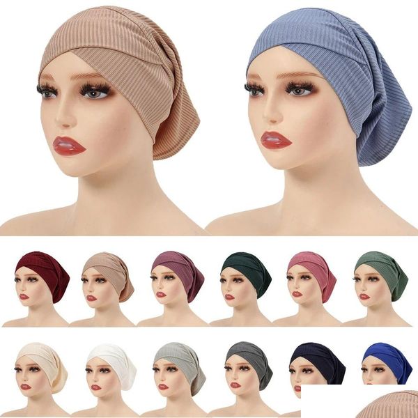 Beanie/Kafatası Kapakları Yumuşak Underscarf Çapraz Elastik İç Şapka Jeresy Pamuk Müslüman Mısır Tüp Kemik Bonet Kapağı İslam Arapça Türban Dhgarden Dhkac