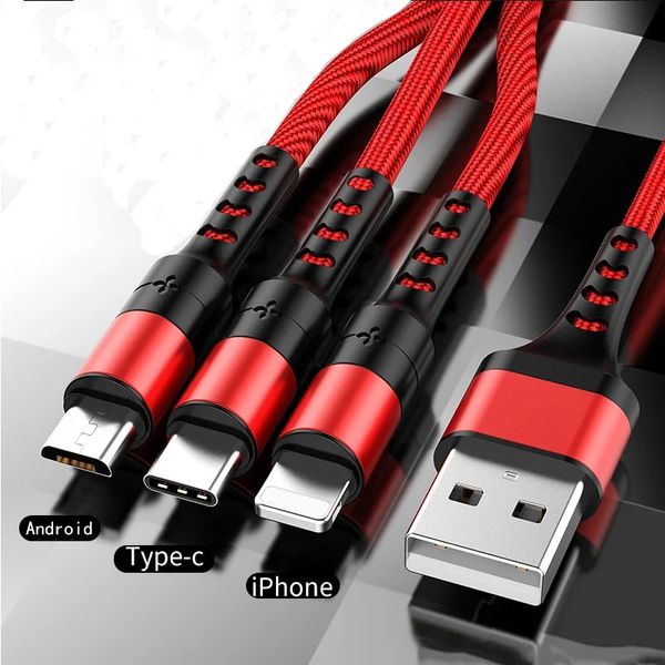 3в1 USB-кабель для передачи данных для iPhone, быстрое зарядное устройство, зарядный кабель для телефона Android type c, xiaomi, huawei, Samsung, зарядное устройство, провод для iPad