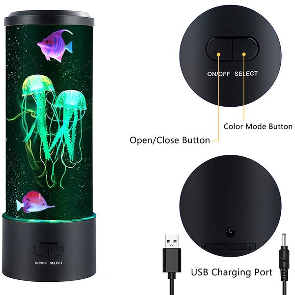 LED Jellyfish Lampe Ambient Night Light Fernbedienung Farbe Farbwechselnde dekorative Lichter Aquarium Geburtstagsgeschenk für Kinder USB