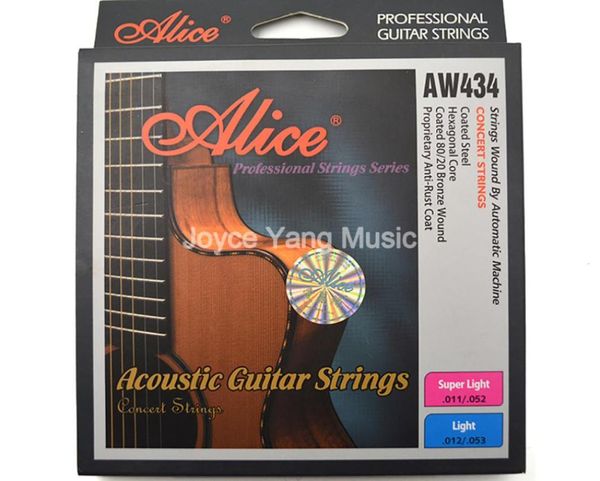 Alice aw434l cordas de guitarra acústica revestidas de aço núcleo hexagonal revestido 8020 bronze ferida proprietária antiferrugem coat3139181