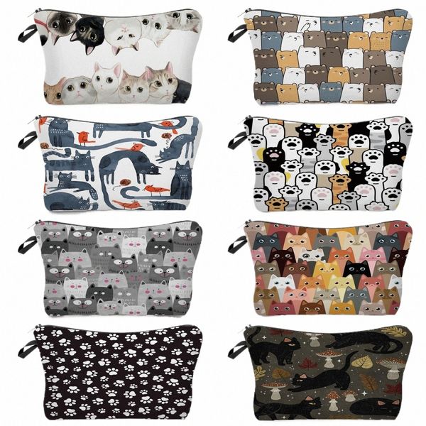 Organizzatore Astuccio Eco riutilizzabile Carino Kawaii Carto Anime Cat Stampa Design regalo Donna Borsa cosmetica Borsa da toilette da viaggio Trucco B8mJ #