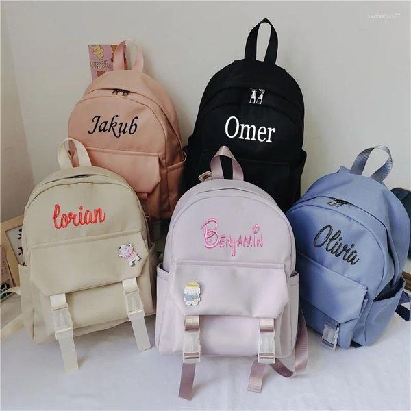 Rucksack, personalisierbar und individuell, Name Sen-Serie, einfarbig, frischer College-Stil, für Damen, tägliche Freizeitreisen