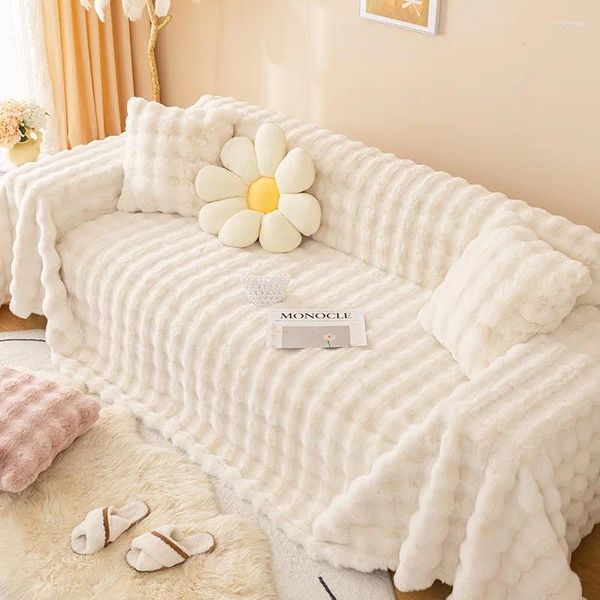 Stuhlhussen Licht Luxus Wind Sand Haar Sofa Handtuch Winter Plüsch verdicken Bezug Stoff voll Universal Couch Decke Kissen