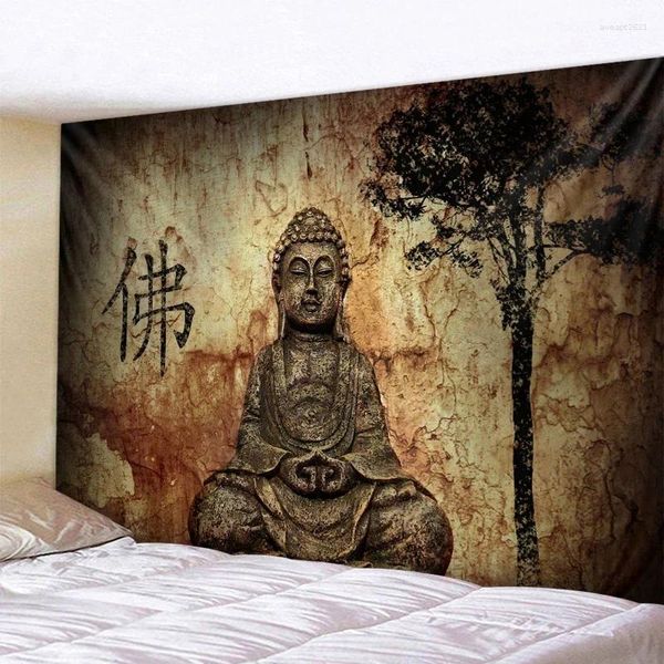 Tapeçarias Buda Meditação Decoração de Casa Tapeçaria Mandala Hippie Boêmia Decorativa Tapete de Yoga Quarto Folha