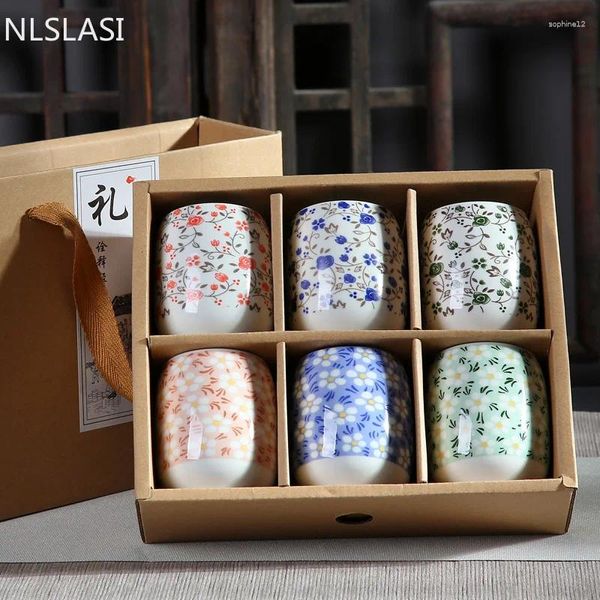 Teegeschirr-Sets NLSLASI Chinesische Keramik-Teetasse, einzelnes antikes blaues und weißes Porzellan, persönliches Master-Weinglas, 6 Stück