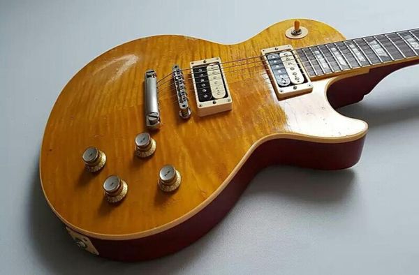 1959 Ağır Relic Slash 23 AFD MURPHY AGED İmzalı İmzalı Alev Maple Top Electric Gitar Tek Parça Mahogany Vücut5564407