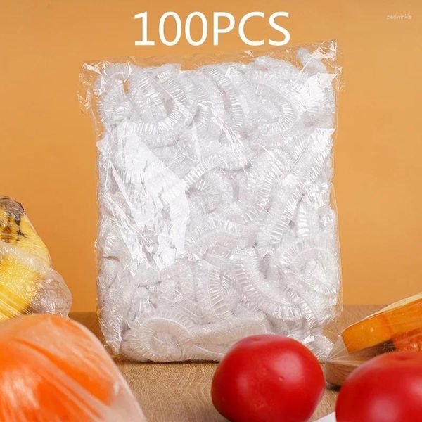 Borse contenitore 50/100 pezzi colorati Saran Wrap copertura per alimenti usa e getta frutta di grado fresco sacchetto di plastica accessori da cucina