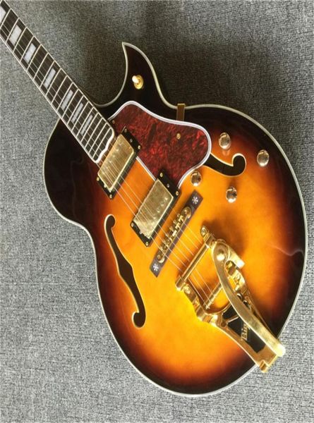 Novo estilo f corpo oco jazz guitarra elétrica sunburst cor jaz gitaar instrumentos musicais guitarrareal pos guitarras guitarra5480252