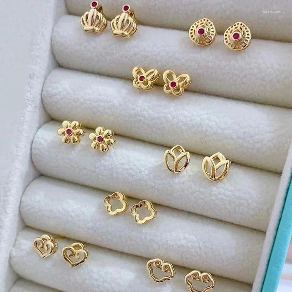 Ohrstecker aus echtem 18-karätigem Gold für Damen, reines AU750, Einfachheit, Modestil, feiner Schmuck, Geschenk für Freunde