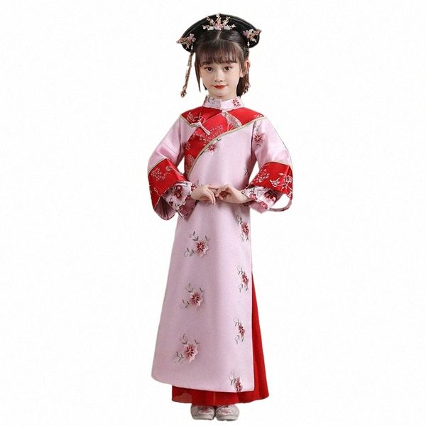 Chinesischer Prinz führt Kostüm schöne Mädchen Qing-Dynastie Prinz Kleidung Kinder chinesische traditionelle alte Tanzkleidung Cosplay 861J #