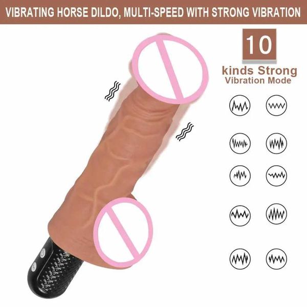 Nxy Dongs Dongs realistico enorme vibratore del pene artificiale del pene 10 frequenze di vibrazione grande per la masturbazione femminile giocattoli del sesso massaggiatore 240330