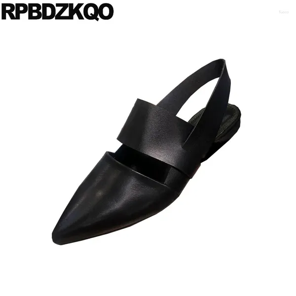 Sapatos casuais apontados mulheres 2024 primavera confortável elegante marrom cinta estilingue liso deslizamento em preto senhoras dedo do pé fechado designer