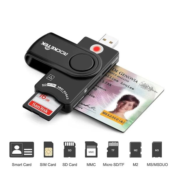 USB 2.0 Akıllı Kart Okuyucu Micro SD/TF Bellek Kimliği Bankası EMV ELEKTRONİK DNIE DNI Citizen SIM Kloncu Bağlayıcı Adaptörü