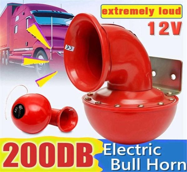 Air Horn mit geringem Stromverbrauch, 12 V, rotes elektrisches Bullhorn, lautes 200 dB Air Horn, wütender Sound für Auto, Motorrad, LKW, Boot